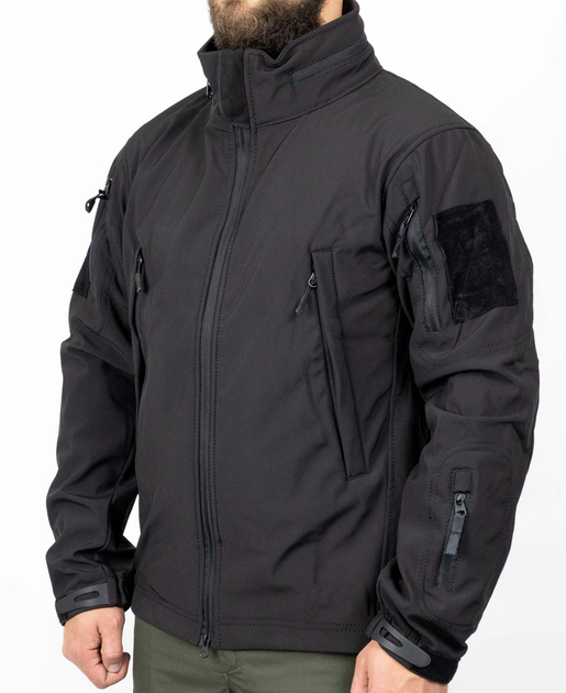 Демісезонна Тактична Куртка WinTac Soft Shell Stalker Black Urban Armor Velcro 2XL чорна - изображение 2