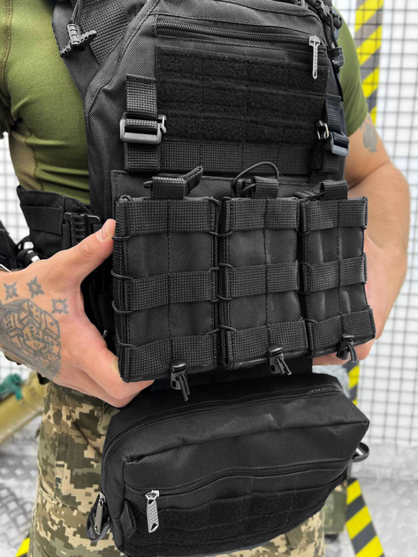 Тактическая плитоноска Cordura с 4 точками быстрого сброса Black - изображение 2