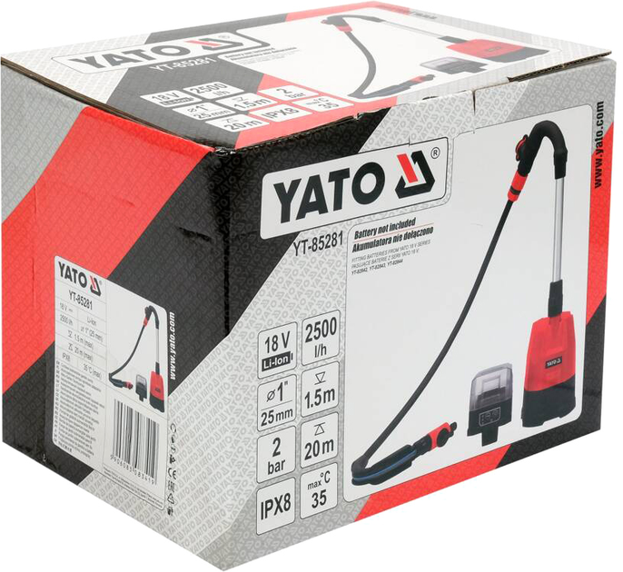 Насос для води занурювальний акумуляторний YATO YT-85281 - зображення 4