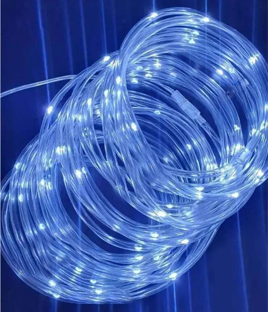 Гирлянда "Роса" в силиконовой трубке, 10м, 100 LED, от USB и сети 220V, 8 режимов, IP65, Холодный белый - Фото 2 Гирлянда "Роса" в силиконовой трубке, 10м, 100 LED, от USB и сети 220V, 8 режимов, IP65, Холодный белый - изображение 2