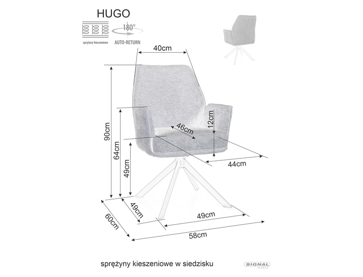 Стілець HUGO BREGO Чорний Стелаж / Світло-бежевий 31 HUGOBRCJBE Signal - зображення 5