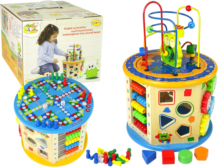 Edukacyjna kostka sensoryczna Leantoys Drewniana (5904204757614) - obraz 1