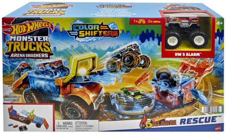 Zestaw do zabawy Hot Wheels Color Shifters Monster Truck Fire Rescue (0194735164349) - obraz 1