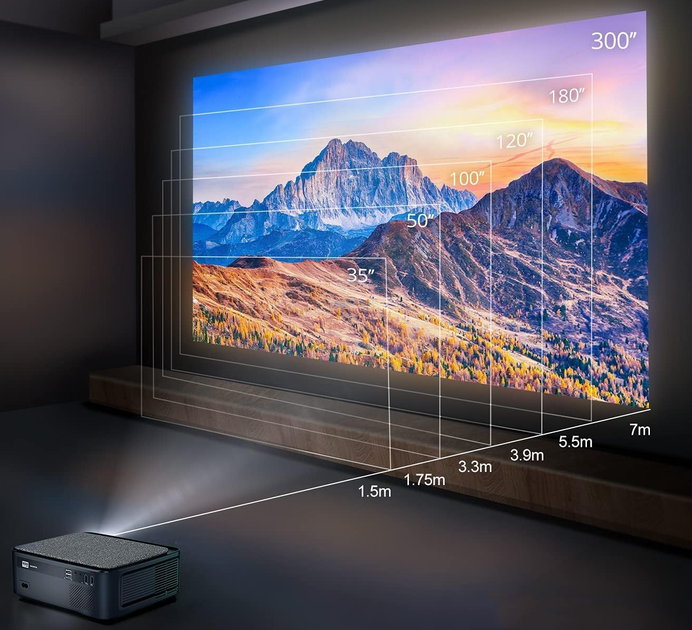 Світлодіодний проектор WiMiUS K1 Full HD 1080P 7500 Лм, 5G Wi-Fi, Bluetooth, підтримка відео 4K, для домашнього кінотеатру, 300-дюймовий дисплей, сумісний з Fire Stick, смартфоном, PS5 b8 - зображення 2