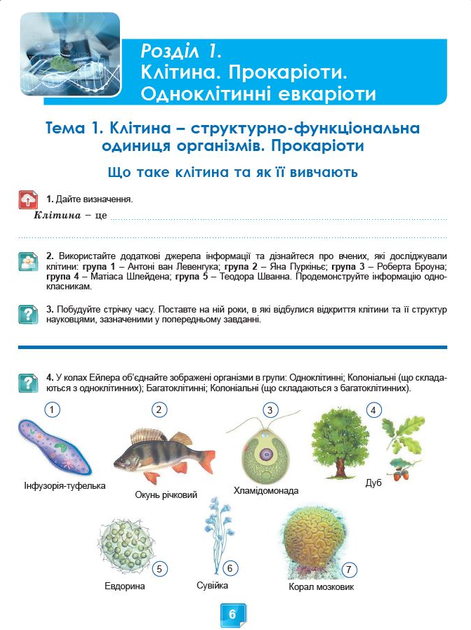 Робочий зошит 7 клас НУШ Біологія Практичні роботи Кулініч - зображення 7