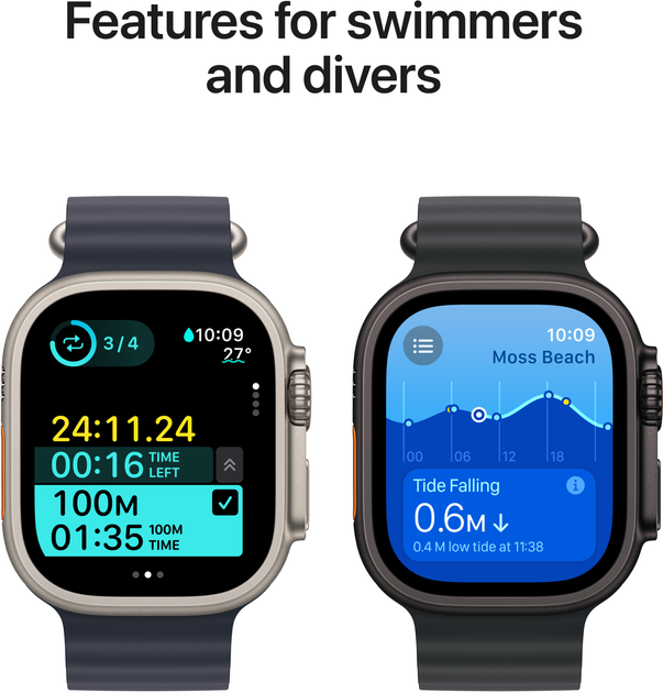 Smartwatch Apple Watch Ultra 2 (2024) GPS + Cellular 49mm Black Titanium Case with Black Ocean Band (MX4P3) - obraz 5