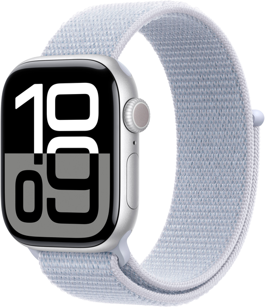 Smartwatch Apple Watch Series 10 GPS 42mm Silver Aluminium Case with Blue Cloud Sport Loop (MWWD3) - obraz 1