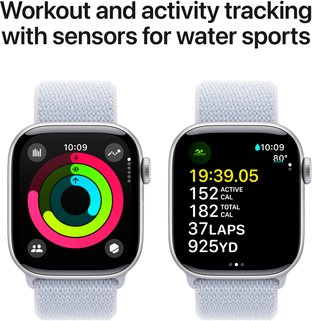 Smartwatch Apple Watch Series 10 GPS 42mm Silver Aluminium Case with Blue Cloud Sport Loop (MWWD3) - obraz 4
