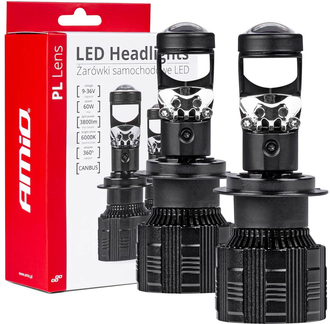 Светодиодные лампы с линзой Amio PL Lens Series H7/H18 6000K (03668 ...