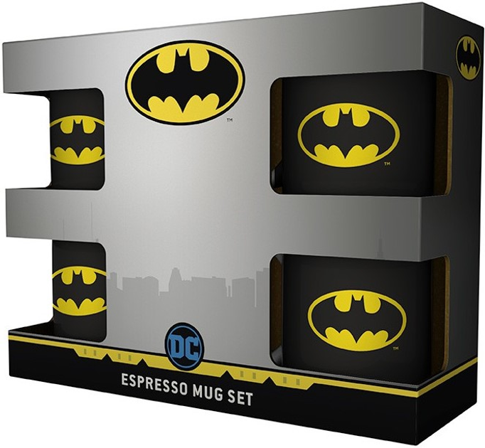 Zestaw 4 filiżanek do espresso ABYstyle DC Comics Batman 110 ml (5028486485079) - obraz 1