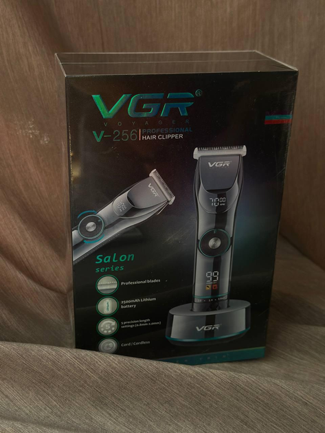 Машинка для стрижки волос и бороды VGR Salon Series беспроводная серая V-256 - изображение 2