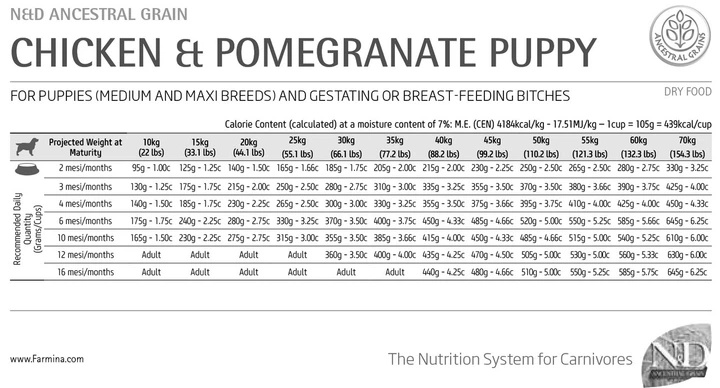 Сухой низкозерновой корм для щенков средних и больших пород Farmina Dog Low Grain Chicken & Pomegranate Puppy Medium & Maxi с курицей и гранатом 12 кг (156392) - Фото 5 Сухой низкозерновой корм для щенков средних и больших пород Farmina Dog Low Grain Chicken & Pomegranate Puppy Medium & Maxi с курицей и гранатом 12 кг (156392) - изображение 5
