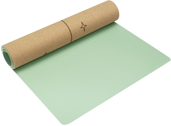 Mata korkowa Spokey Savasana 941536 do jogi 183 x 61 x 0.4 cm Beżowymiętowy (5905339415363) - obraz 2