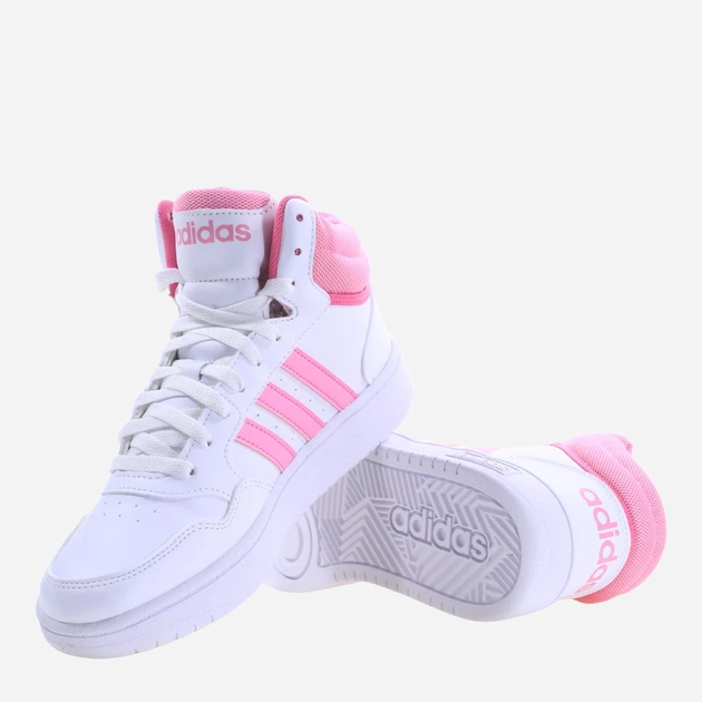 Підліткові кеди для дівчинки adidas Hoops 3.0 Mid K IG3716 39.5 Білі з рожевим (4066759020689) - зображення 4