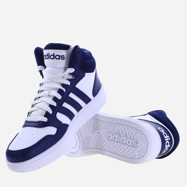 Підліткові кеди для дівчинки adidas Hoops 3.0 Mid K IG3717 36 Білі з темно-синім (4066759020795) - зображення 4
