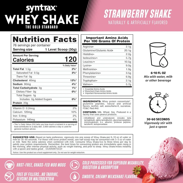 Протеин Syntrax Whey Shake 2.2 kg (Strawberry Shake) - изображение 2