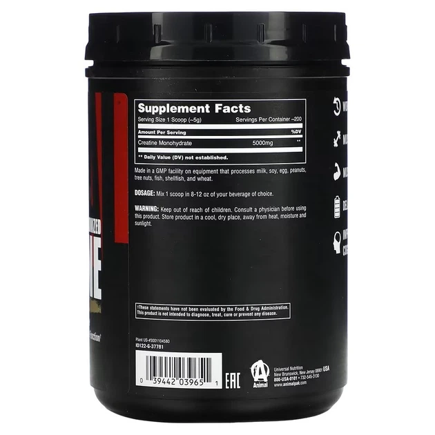 Креатин моногідрат Universal Animal Micronized Creatine, Monohydrate Powder 1000 g (Unflavored) - зображення 2
