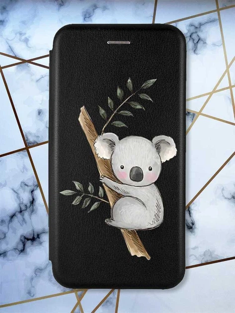 Чохол-книжка чорний з малюнком на Xiaomi Redmi 13 Коала (принт 132) - Фото 1 Чохол-книжка чорний з малюнком на Xiaomi Redmi 13 Коала (принт 132) - зображення 1
