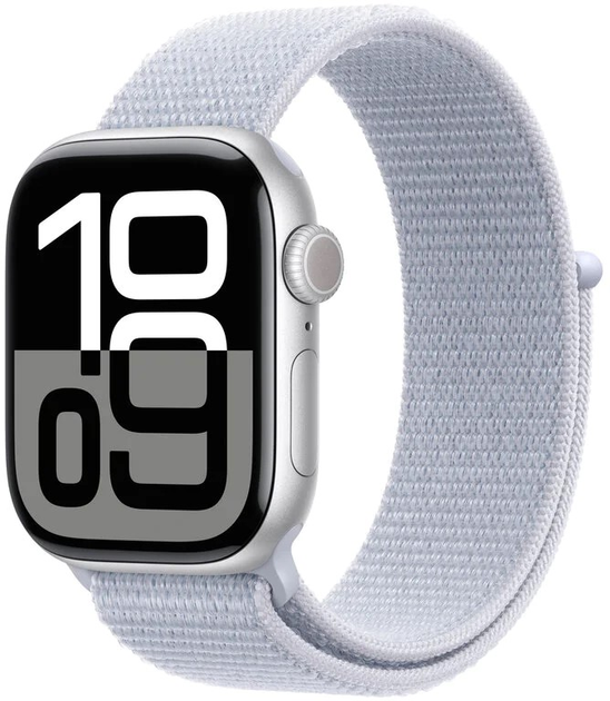 Smartwatch Apple Watch Series 10 GPS + Cellular 42mm Silver Aluminium Case with Blue Cloud Sport Loop (MWX53) - obraz 1