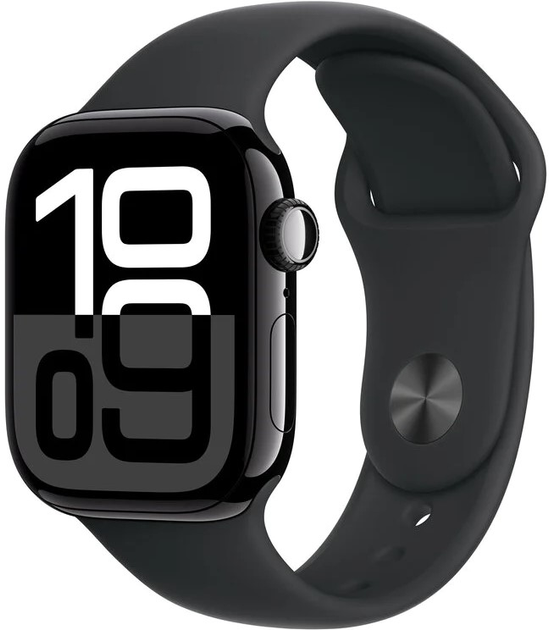 Smartwatch Apple Watch Series 10 GPS + Cellular 42mm Jet Black Aluminium Case with Black Sport Band - S/M (MWX63) - obraz 1