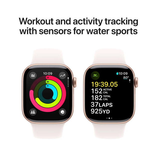 Smartwatch Apple Watch Series 10 GPS + Cellular 42mm Rose Gold Aluminium Case with Light Blush Sport Band - S/M (MWX93) - obraz 4