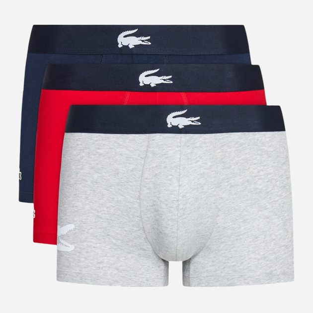 Набор трусов шортов мужских хлопковых Lacoste 5H1803-W34 XL 3 шт Navy Blue/Silver Chine/Red (3617072872472) - изображение 1