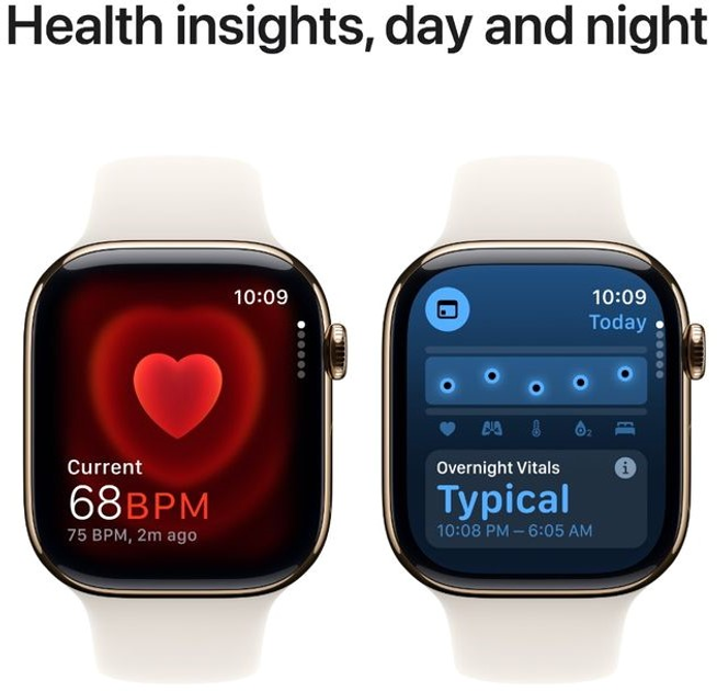 Smartwatch Apple Watch Series 10 GPS + Cellular 46mm Gold Titanium Case with Starlight Sport Band - M/L (MWYY3) - obraz 5