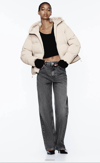 Куртка ZARA Rubberized Puffer Anorak S Бежева (3046Ê