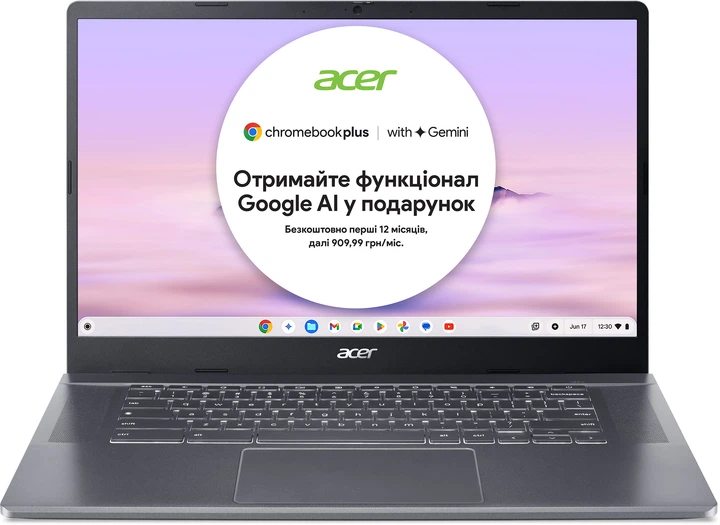 Ноутбук Acer Chromebook Plus 515 "с Google AI" CB515-2H-57M9 (NX.KNUEU.004) Steel Gray - изображение 2