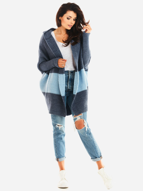 Kardigan damski długi Awama A392 212951 One Size Niebieski (5902360549999) - obraz 5