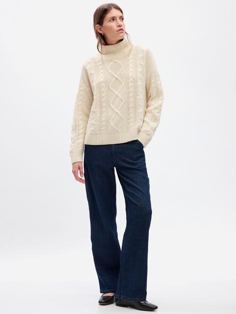 Sweter z golfem damski ciepły GAP 815141-01 L Beżowy (1200116899973) - obraz 3