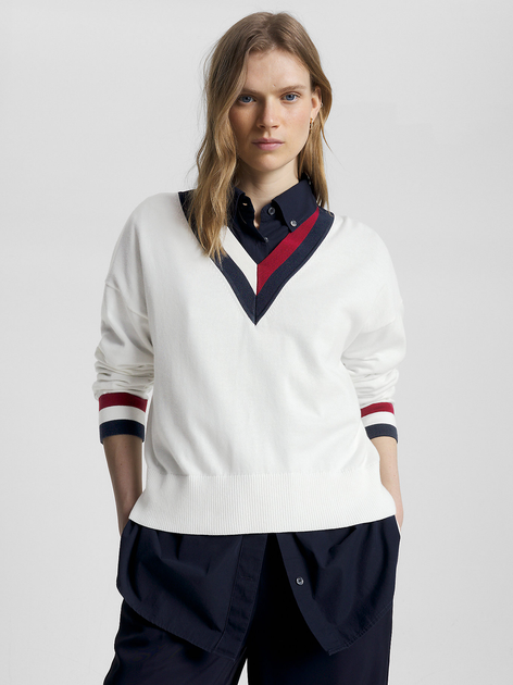 Пуловер жіночий Tommy Hilfiger WW0WW39006-YBL XS Бежевий (8720644313695) - зображення 1