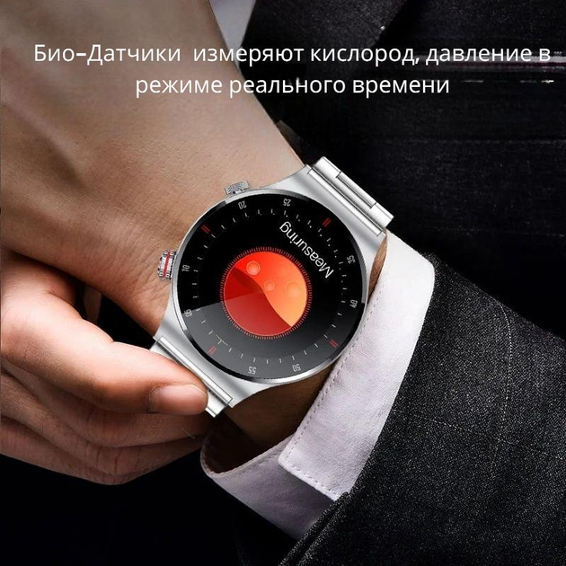 Умные наручные часы для мужчин Lige Smart серебристые Смарт часы звонок - изображение 5