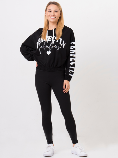 Bluza damska z kapturem krótka Zaiia ZASWSH10 One Size Czarna (8222124041604) - obraz 3