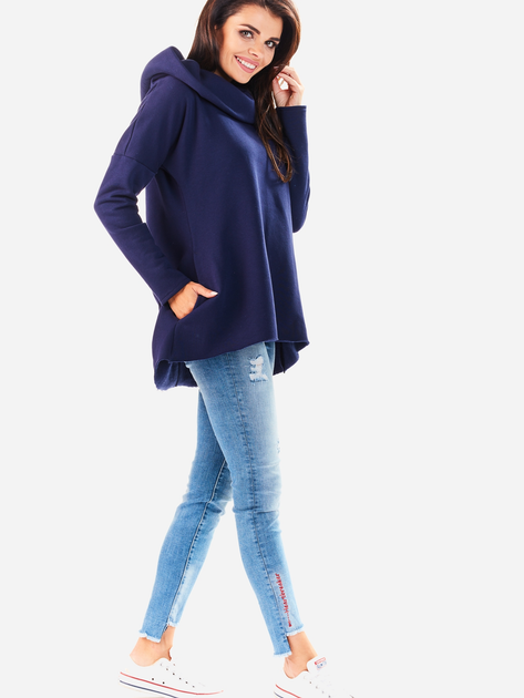 Bluza damska z kapturem długa Awama A200 S-M Ciemnoniebieska (5902360518605) - obraz 6