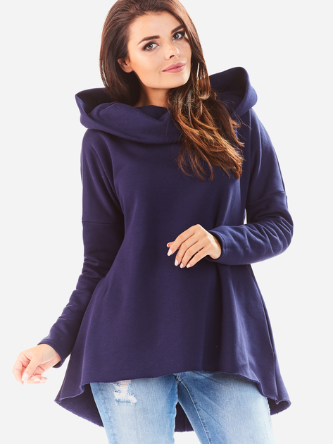 Bluza damska z kapturem długa Awama A200 S-M Ciemnoniebieska (5902360518605) - obraz 7