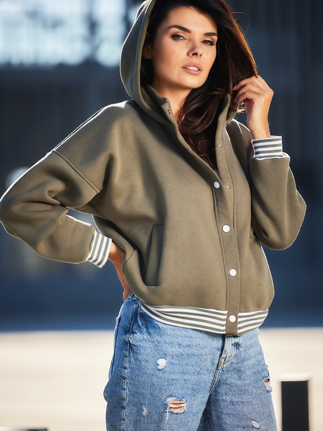 Bluza damska rozpinana streetwear krótka Awama A611 S-M Khaki (5902360583740) - obraz 6