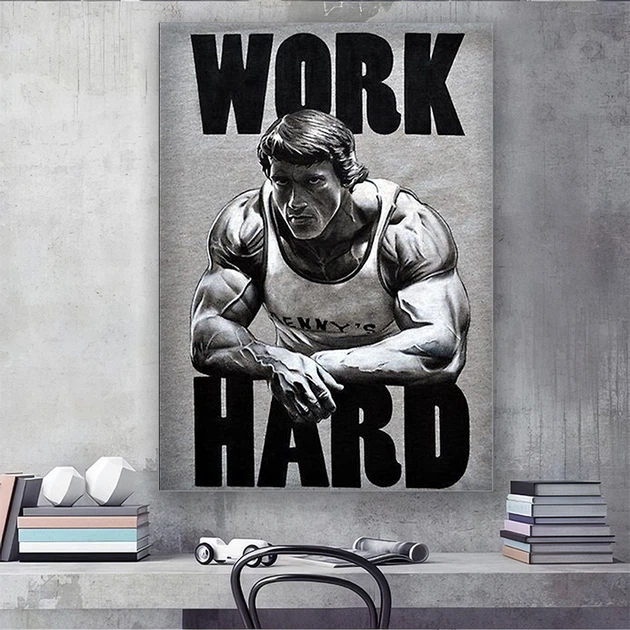Картина на холсте для интерьера 50х70см - Арнольд Шварцнегер Work Hard - изображение 2