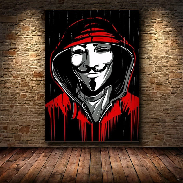 Картина на холсте для интерьера 50х70см - Anonymous in red - Фото 5 Картина на холсте для интерьера 50х70см - Anonymous in red - изображение 5