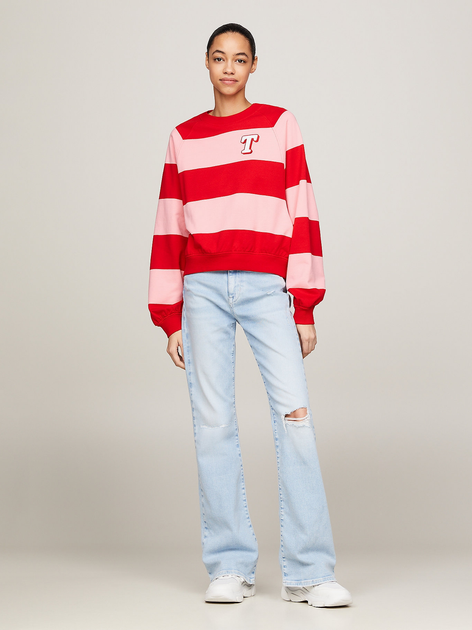 Bluza damska bez kaptura oversize Tommy Jeans DW0DW17789-TIC XS Różowy/Czerwony (8720646649181) - obraz 3