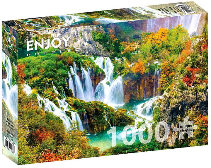 Puzzle Enjoy Wodospady Plitvicer jesienią 68 x 48 cm 1000 elementów (5949194012664) - obraz 1