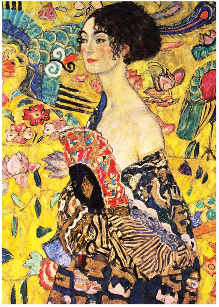 Puzzle Enjoy Gustav Klimt kobieta z wentylatorem 68 x 48 cm 1000 elementów (5949194011285) - obraz 2