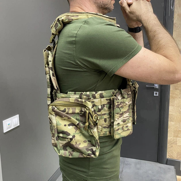 Плитоноска с подсумками - 6 шт, Мультикам, Cordura 1000D, образца НАТО, с системой Molle, Yakeda VT-6031 - Фото 4 Плитоноска с подсумками - 6 шт, Мультикам, Cordura 1000D, образца НАТО, с системой Molle, Yakeda VT-6031 - изображение 4