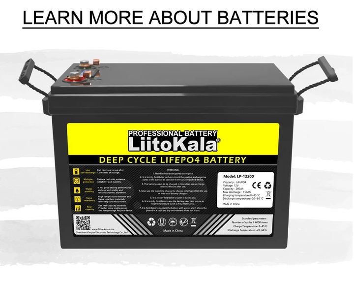 Аккумулятор LiitoKala LiFePO4 LCD 12V 200Ah (2400Wh) со встроенным BMS, 4000+ циклов - изображение 6