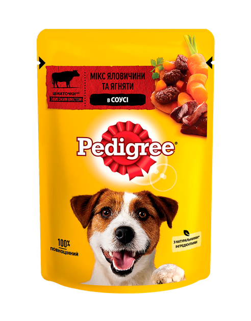 Упаковка вологого корму для собак Pedigree Яловичина, Ягня в соусі 24 шт. * 100 г - зображення 2