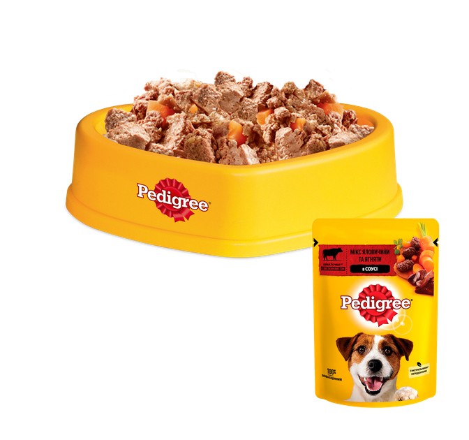 Упаковка вологого корму для собак Pedigree Яловичина, Ягня в соусі 24 шт. * 100 г - зображення 3