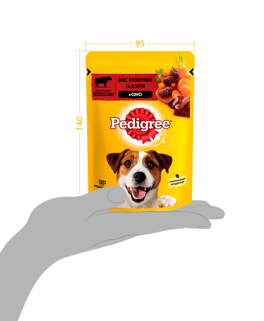 Упаковка вологого корму для собак Pedigree Яловичина, Ягня в соусі 24 шт. * 100 г - зображення 7