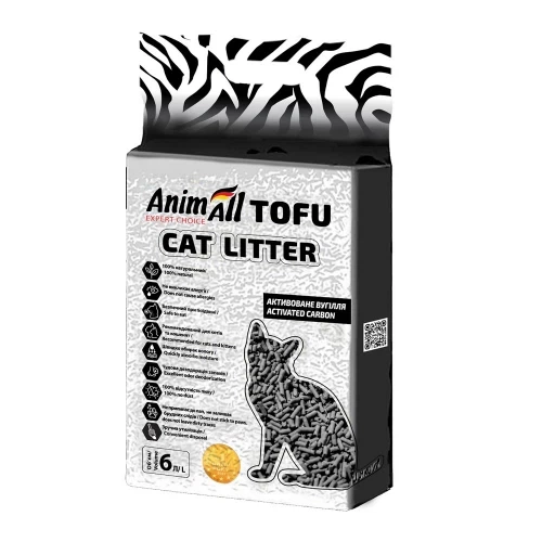 Соевый наполнитель AnimAll Tofu Carbon для кошек, с активированным углём, 2.6 кг - Фото 1 Соевый наполнитель AnimAll Tofu Carbon для кошек, с активированным углём, 2.6 кг - изображение 1