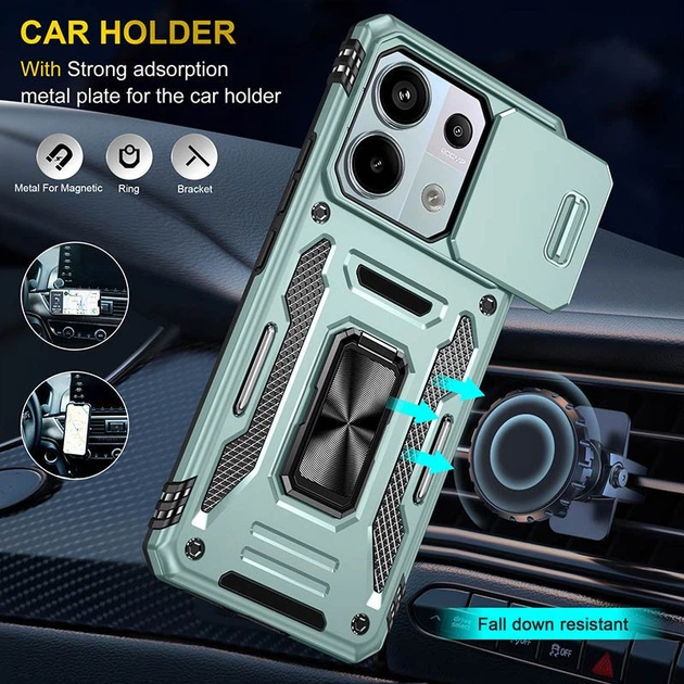 Ударостійкий чохол Camshield Army Ring для Xiaomi Poco X6 / Note 13 Pro 5G Зелений/Light Green - Фото 3 Ударостійкий чохол Camshield Army Ring для Xiaomi Poco X6 / Note 13 Pro 5G Зелений/Light Green - изображение 3