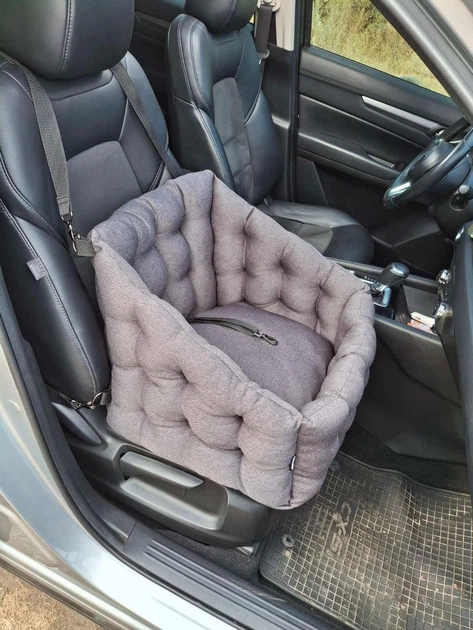 Автокресло сумка-переноска автогамак лежак для собак животных автомобильная переноска 50 х 45 см съемные ремни Темно-серый - изображение 9